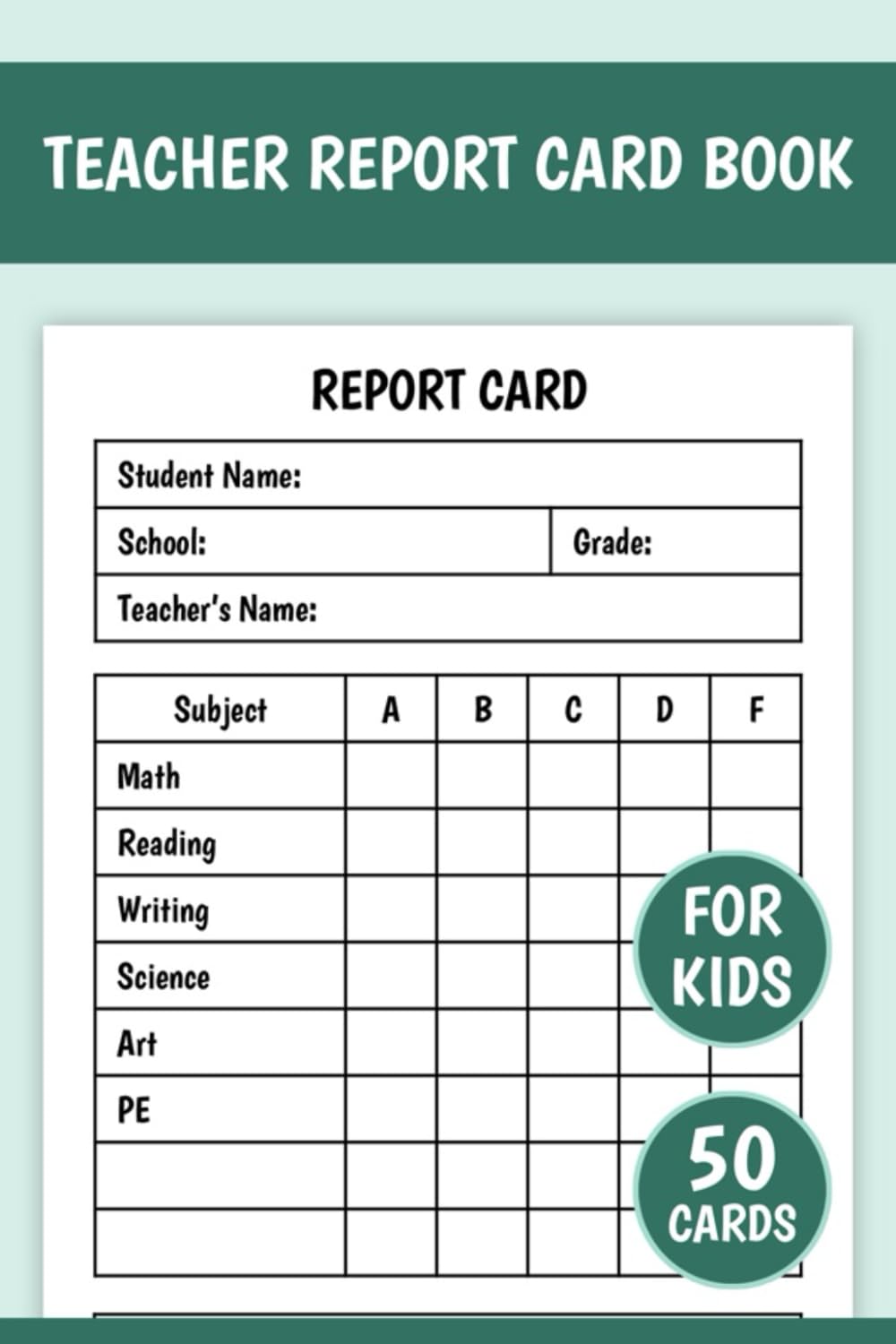 Kids Pretend Teacher Report Card Book: Pretend School Teacher Report Cards for Kids | Teacher Role Play Notebook | Kids Imaginative Play
