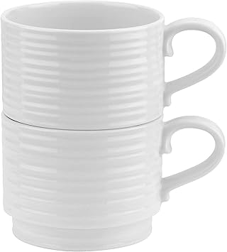 Portmeirion Sophie Conran Stacking Cups 2 Piece White 2 Pack