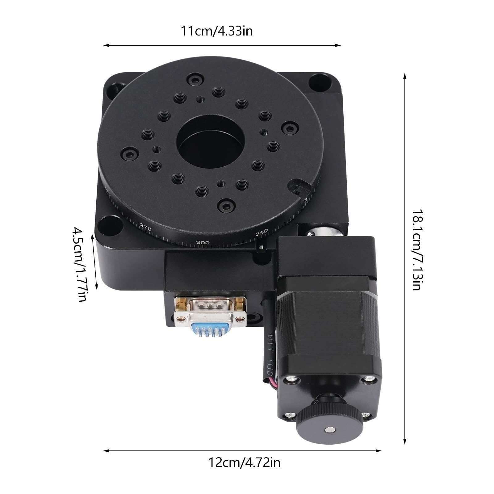 Elektrisch drehbare Plattform, 360° optische Bühne, 100 mm Präzisions-Schneckengetriebe-Drehtisch, Tragkraft 45 kg, 1/180 Reduzierungsverhältnis