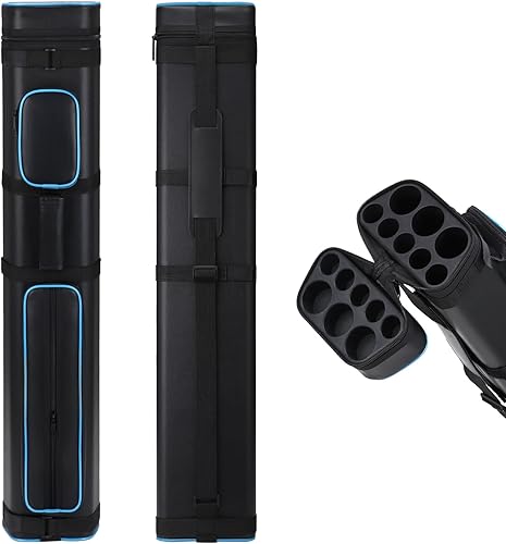 Estuche rígido de transporte para taco de billar de 3 x 5, con capacidad para 3 topes de taco y 5 ejes de taco