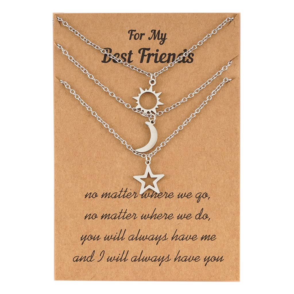 Hredwep for Sun and Star Pendant Dainty Necklace Stainless Steel Fashion Jewelry Friendship for Women Teen Girls Coupl