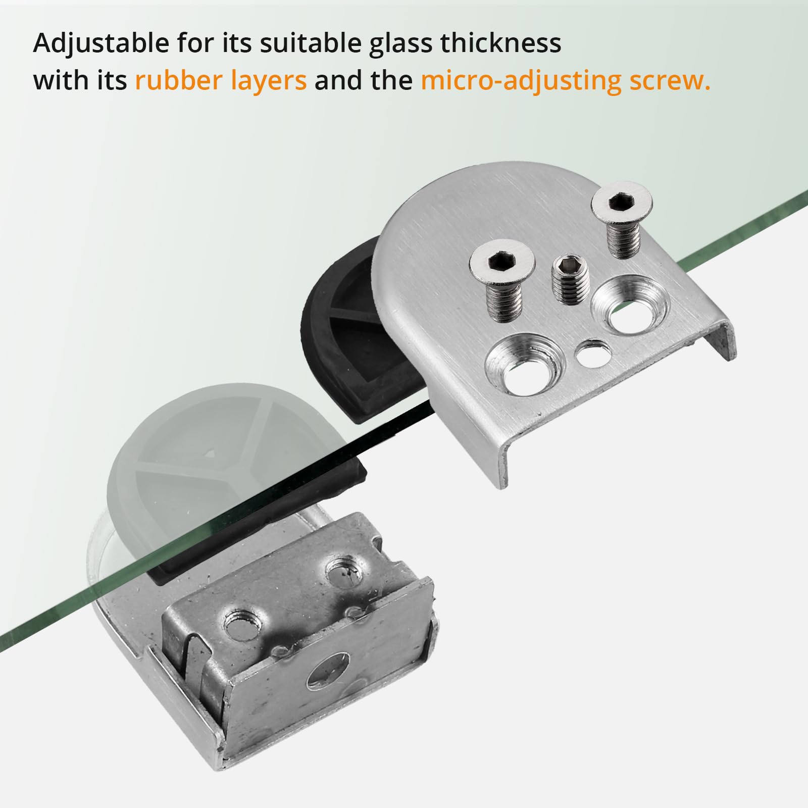 Neoteck Abrazadera de Cristal 8pcs 8-10mm Abrazadera de Clip de Vidrio Acero Inoxidable 201 para Barandilla Escalera