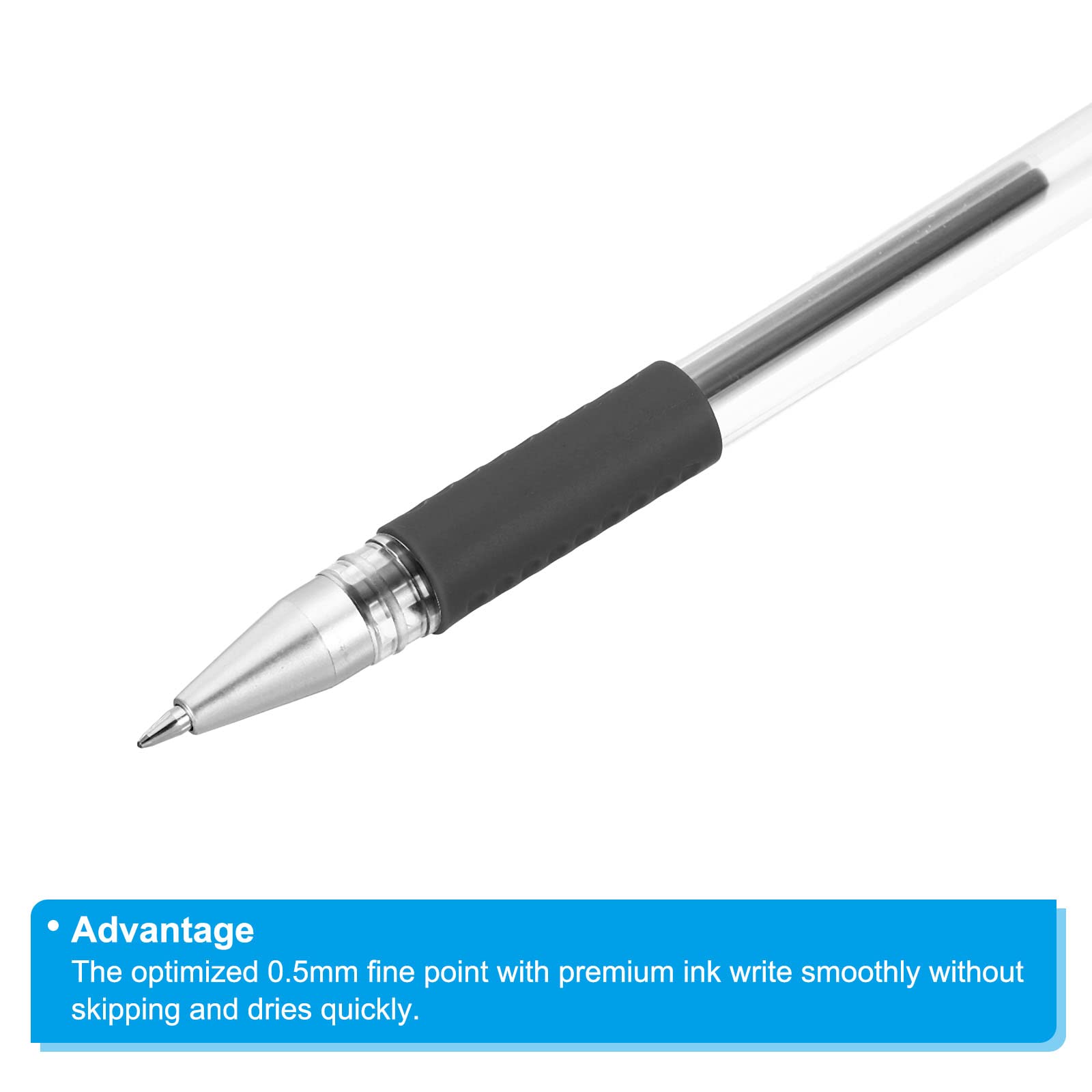 PATIKIL Black Gel Pens,50Pcs Fine Point with Black Soft Grip - Image 4