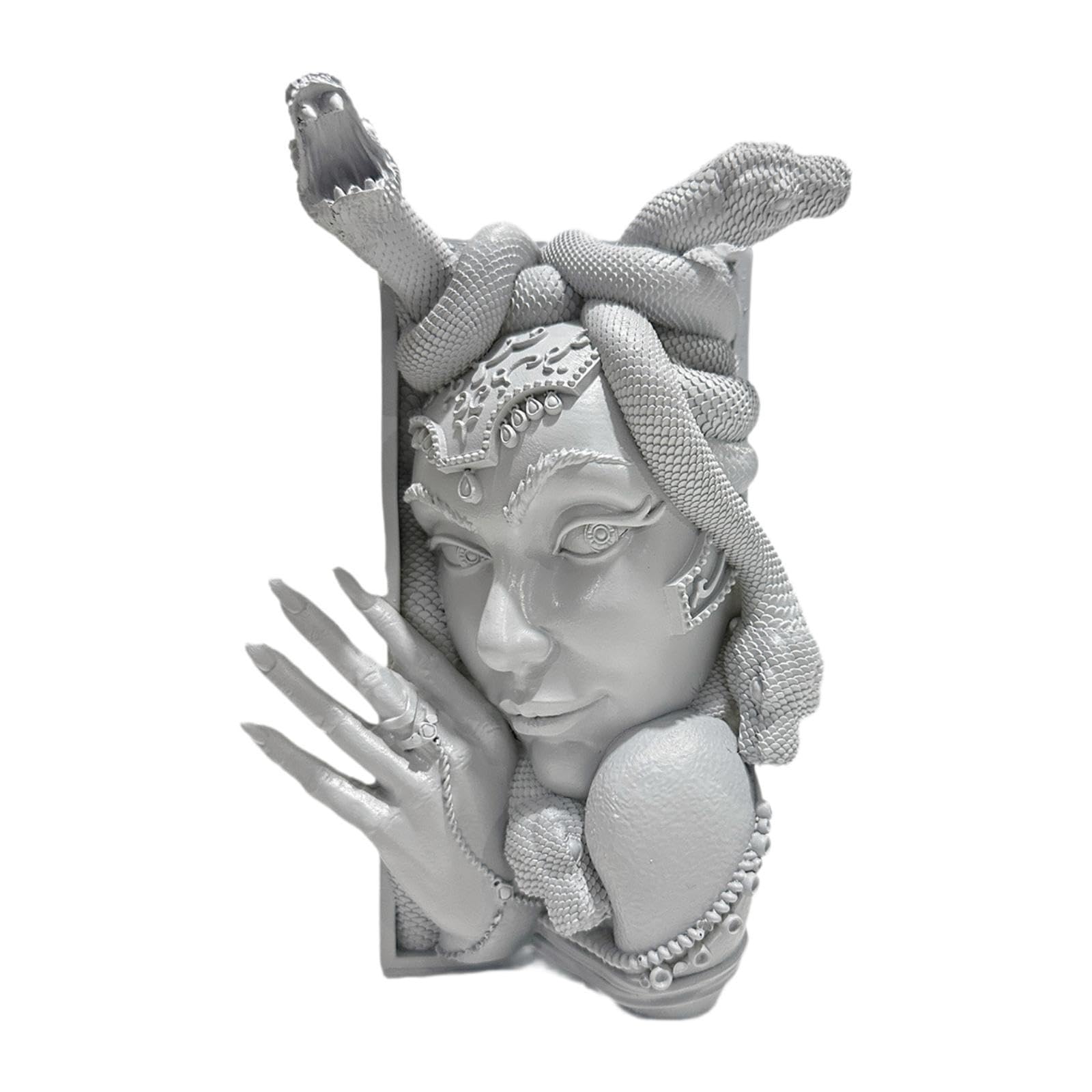 Sujetalibros Medusa Estatua Resina Tope de Libros Pesado Antideslizante Decoración de Escritorio Y Estantería Adecuado para Regalos Oficina Hogar, Gris