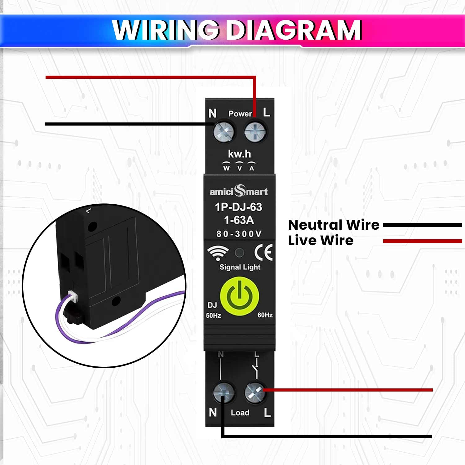 amiciSmart WiFi Bidirectional Energy Meter with Timer Switch | Over/Under Voltage and Over Current Protection Device with Over Temperature and Leakage Protection, Single Phase, 220VAC — Amazon image 4