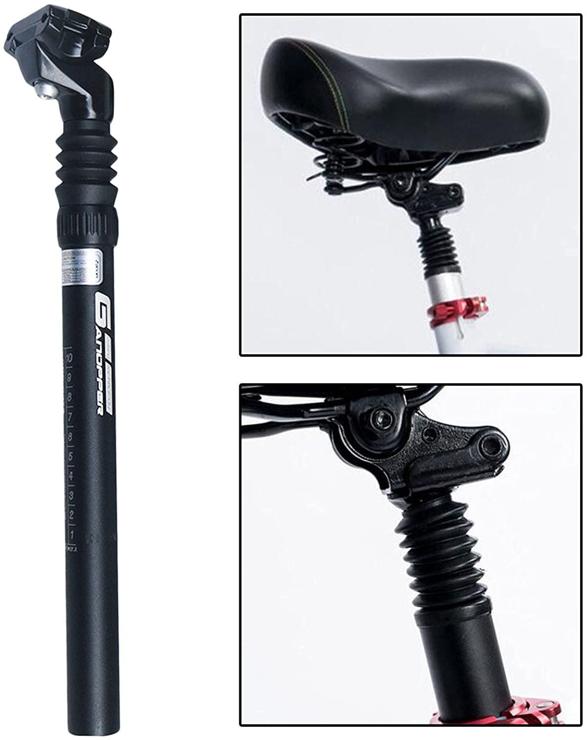 AZMANI Tige Selle Suspension Vélo, 27.2/30.4/30.9/31.6 Mm, Aluminium, Tige De Selle Amortisseur Réglable pour VTT Vélo Route BMX (Size : 30.4MM)
