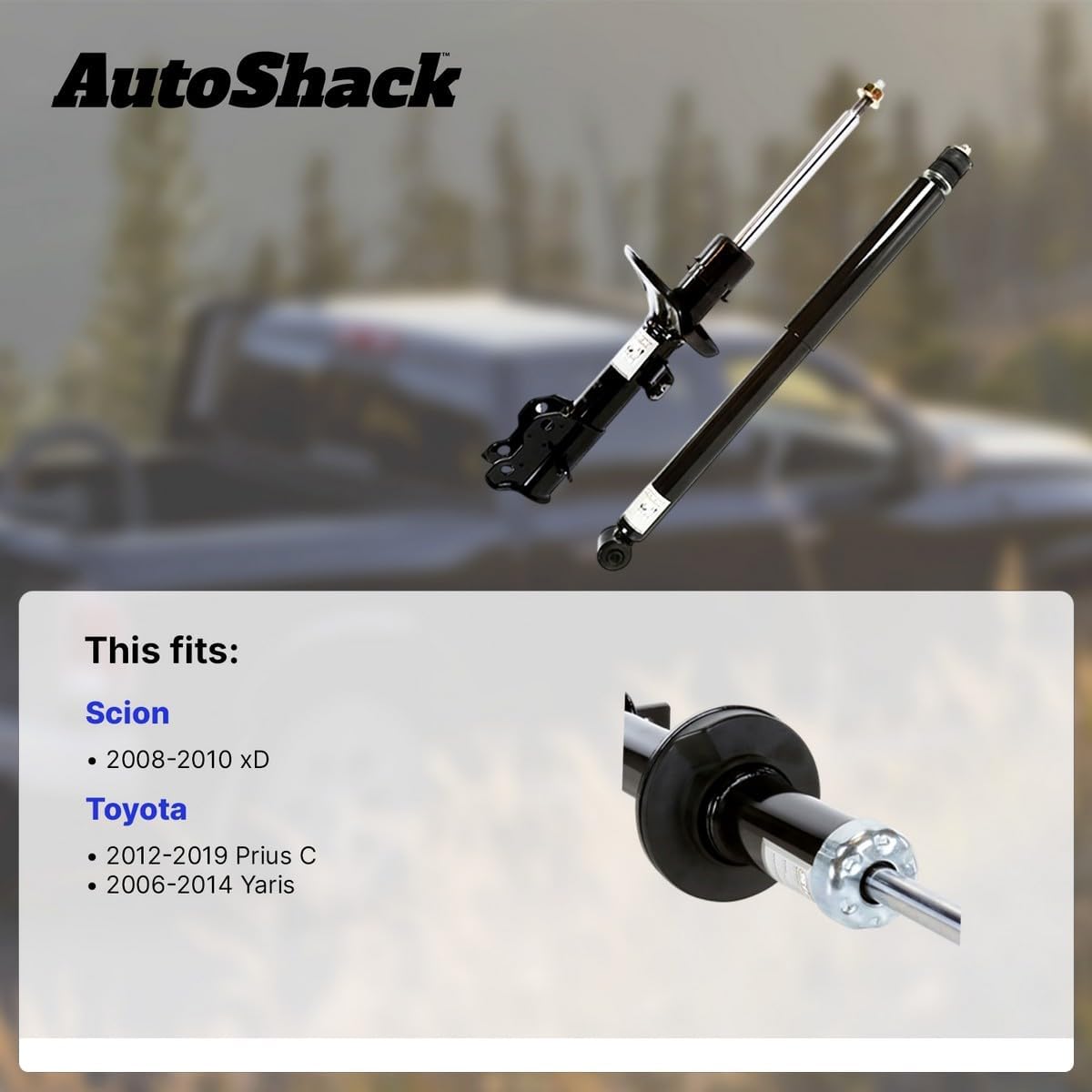 AutoShack Rear Shock Absorbers Replacement for 2006-2014 Toyota Yaris 2012-2019 Toyota Prius C 2008-2010 Scion xD 2-PC Set