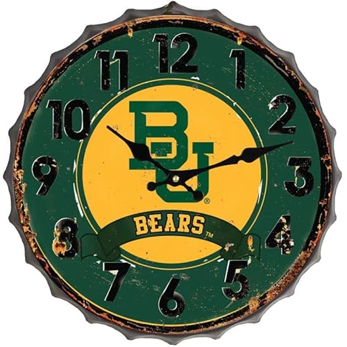 Baylor University Bottle Cap Clock By Hanna’s Handiworks – Distressed Vintage Metal Bears Wall Art – Represent Your Ncaa College With Bu Fan Décor #TOP30