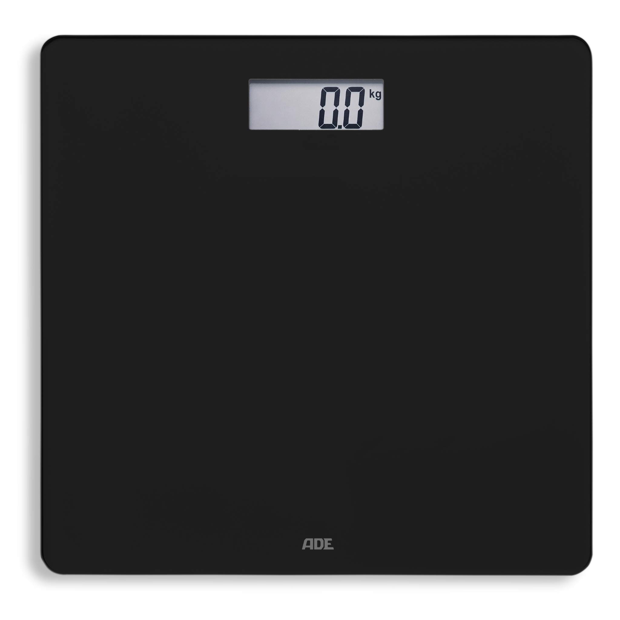 ADE Pèse-personne numérique en verre | seulement 2 cm de haut | balance personnelle sobre avec surface de pesée en verre de sécurité | résultats très précis | 180 kg | noir