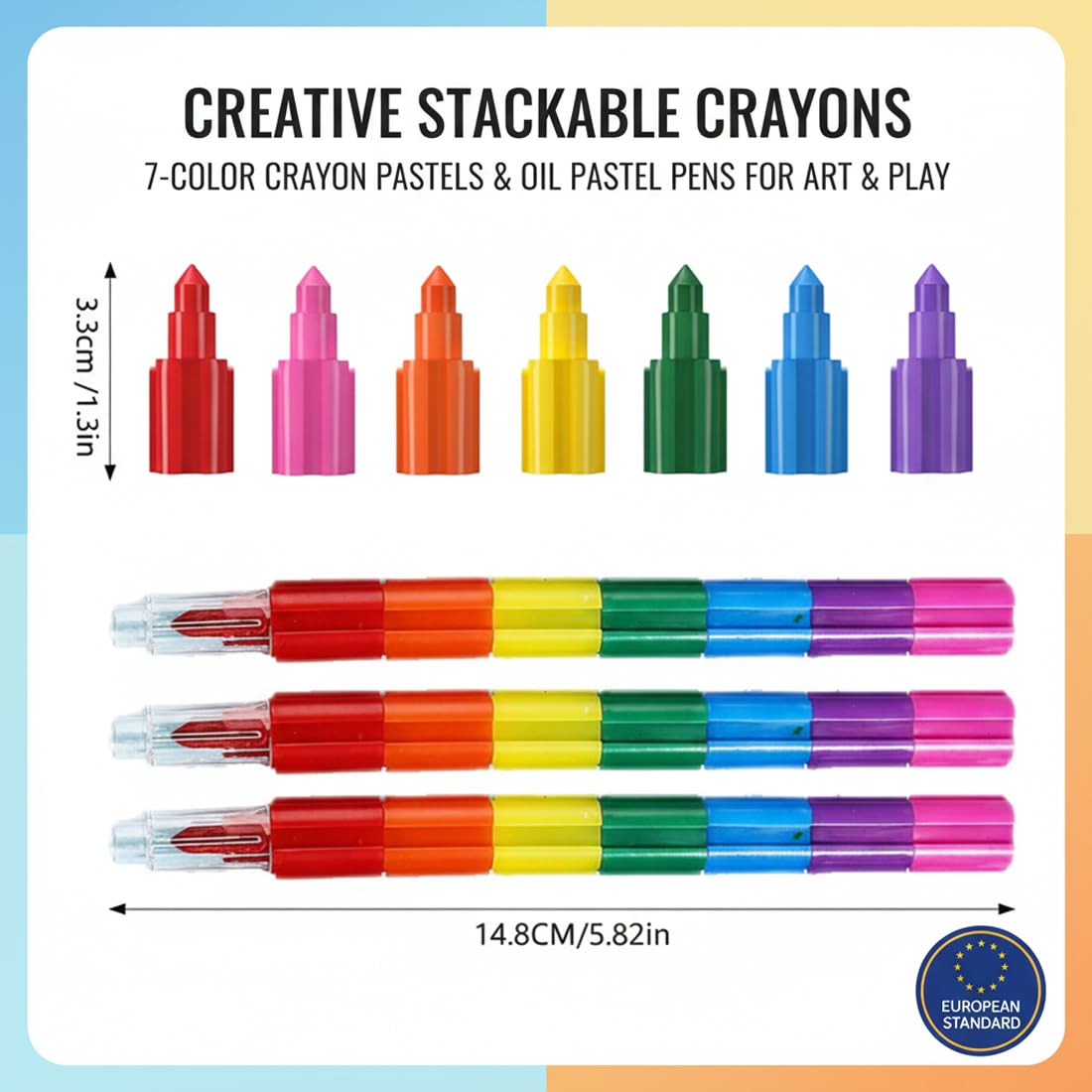 10 Crayons Empilables pour Enfants, Crayons de Couleur Empilables et Cire, Set de Blocs Arc-en-Ciel pour Garçons & Filles, Idéal comme Cadeau Anniversaire & Fête (Arc-en-Ciel)