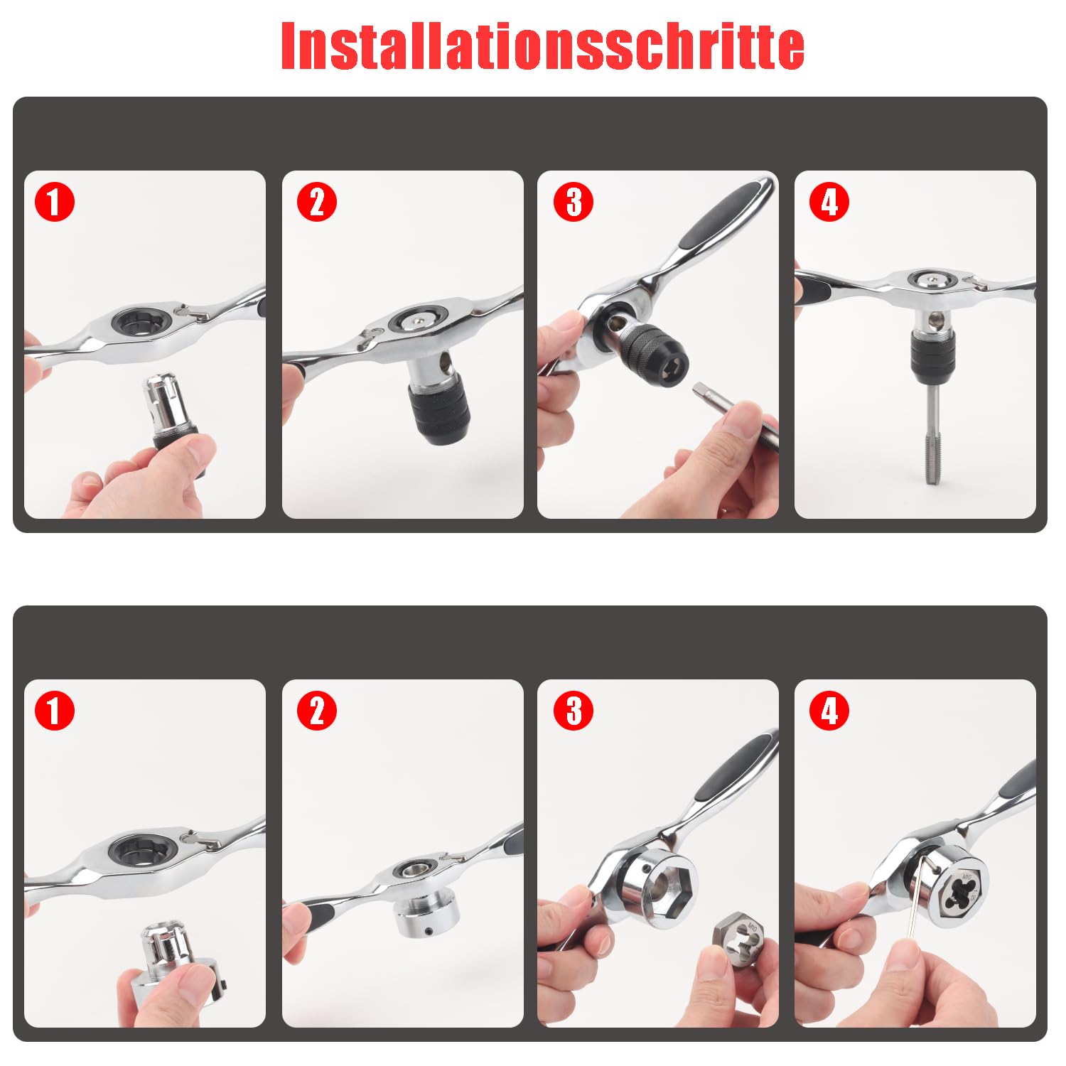 Gewindeschneid-Satz 41-tlg M3-M12 Gewindeschneider Gewindebohrer Werkzeug mit Windeisen, aus Schnellarbeitsstahl, Metrisch inkl Kunststoff-Koffer