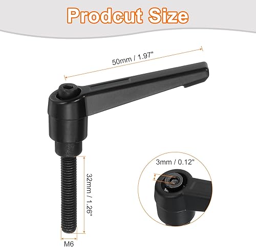 Miniatura 118 de uxcell 2 perillas ajustables M8 x 3.150 in, mango de rosca macho, botón de trinquete de liberación rápida, perno giratorio para maquinaria de torno