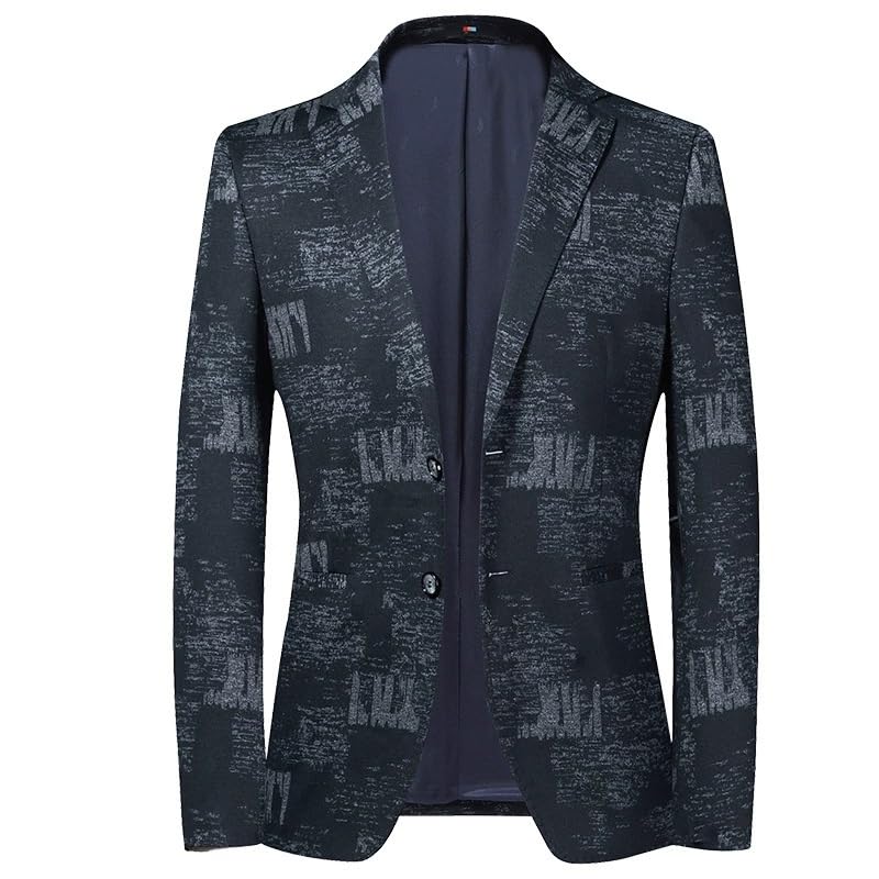 Men's Printed Lightweight Casual Spring Trendy Lapel Two Button Slim Fit Sport Coat