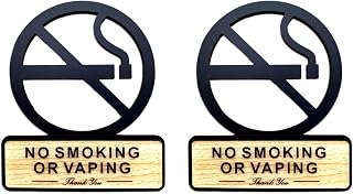2 Pack No Smoking or Vaping Signs for Business - 3D Acrylic No Smoking Sign Graphics - Ideal for Businesses and Non-smoking Public Places - 3.9" × 4.7" Self Adhesive Prohibition Tobacc (No smoking)