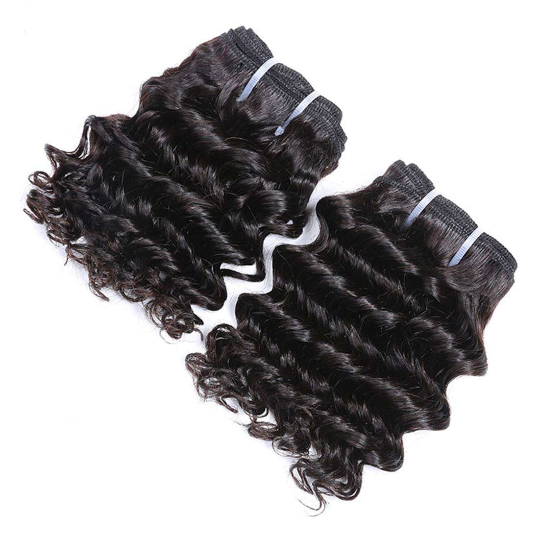 Aiokrtse Peruvian Virgin Hair Deep Wave Human Hair Weave Bundles 3 Pieces 6 Inch Weave with 1 Small Closure Natural Black Color 119 Grams - Image 2