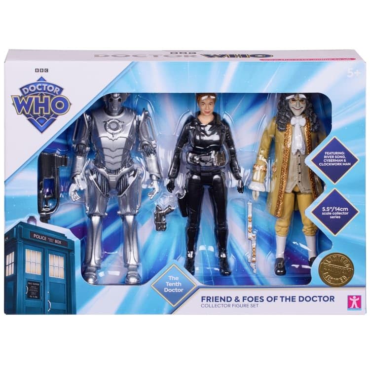 DOCTOR WHO Friends & Foes Collector Figure Set, The Tenth Doctor, 14 cm Action Figures, 3-Pack