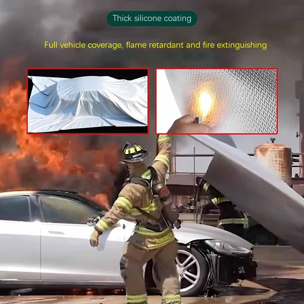 Manta ignífuga de Emergencia para vehículos: Manta ignífuga Adecuada para vehículos eléctricos y de Gasolina, Manta de Seguridad contra Incendios para automóviles, Manta de Emergencia para a