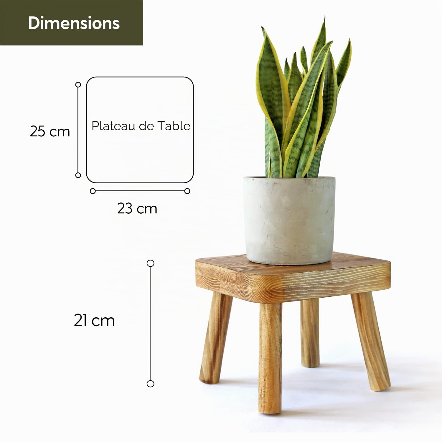 Eden Creations Petit tabouret en bois, support pour plantes d'intérieur ou tabouret pour enfants – Idéal comme petite table d'appoint pour plantes d'intérieur, chambre à coucher ou salle de bain (20