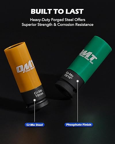 Miniatura 6 de Orion Motor Tech Juego de llaves de tuerca de 12 pulgada, métricas 17 19 0.827 in y SAE 1316 78 pulgadas, juego de 5 piezas de tuercas de impacto,