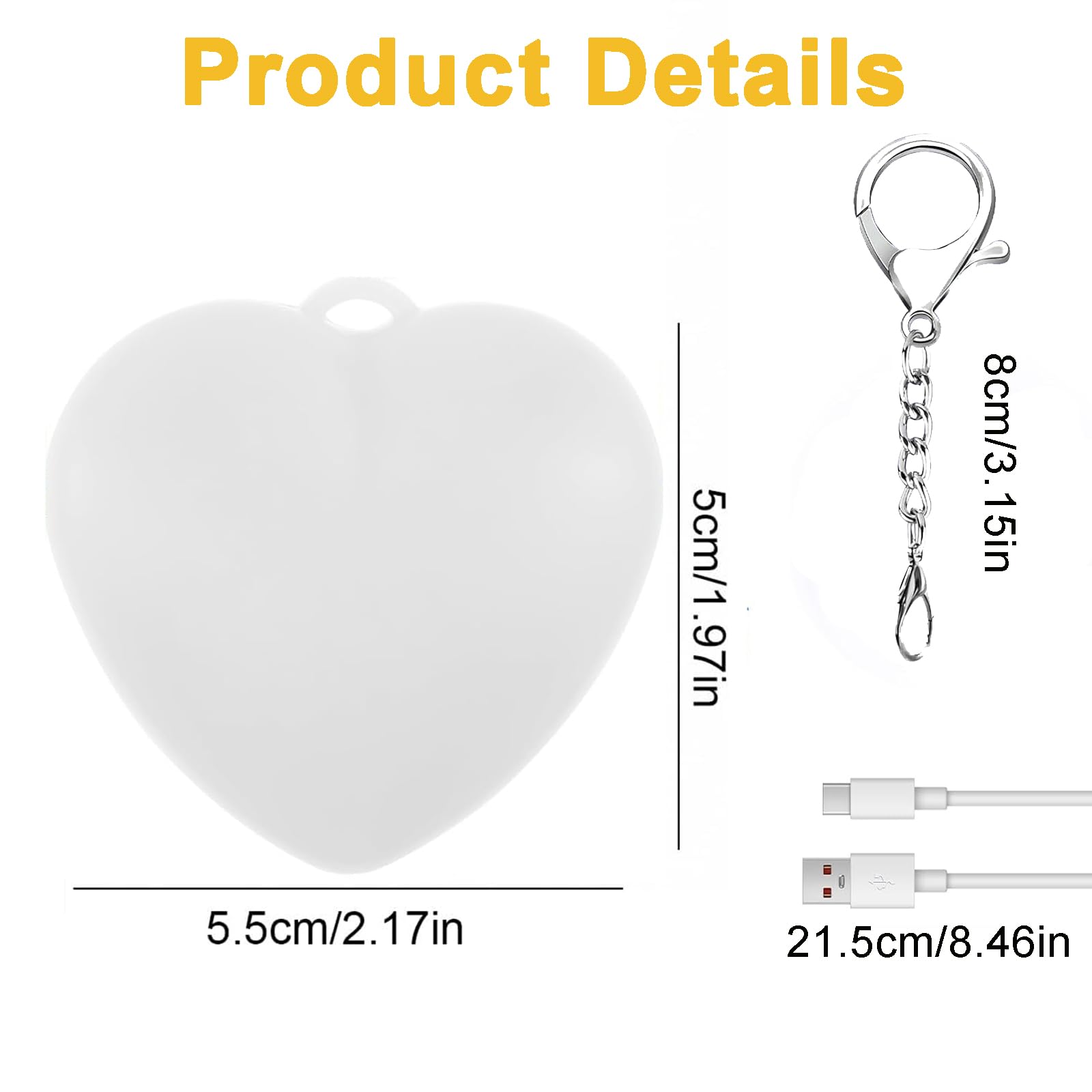 2Pcs Purse Light Handbag Light for Valentines Day Rechargeable Heart Purses Lights for Inside Purse Automatic Touch Sensor — view 7