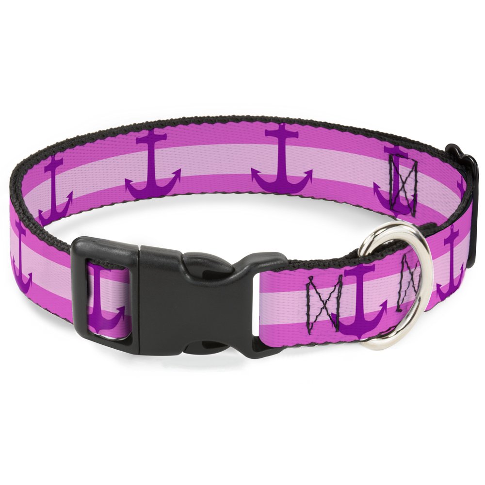 Collier à rayures rose et violet avec clip plastique réglable Buckle Down pour grand chien