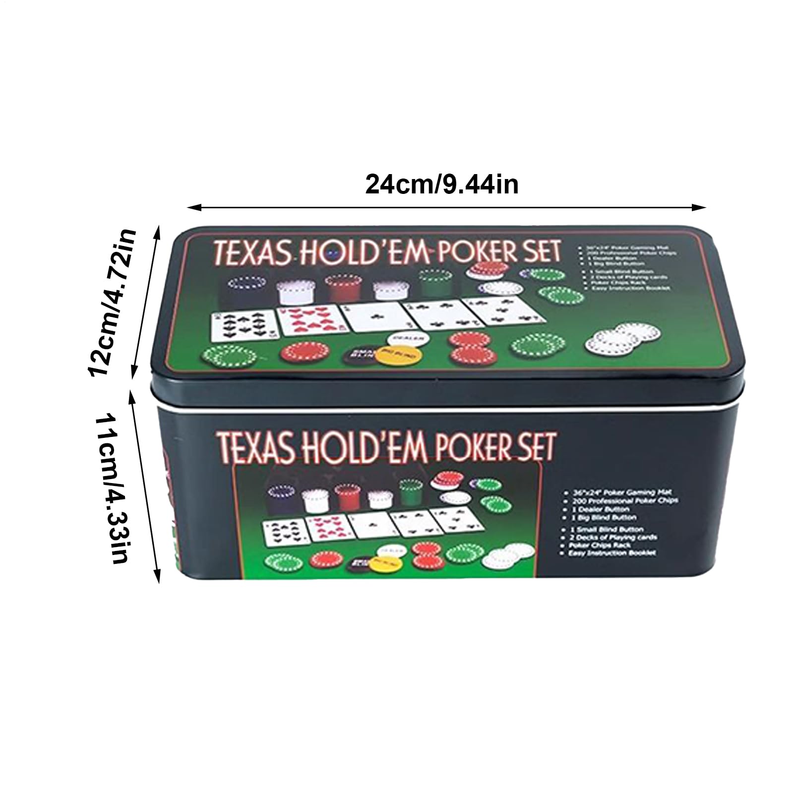 Zestaw do gry w pokera, profesjonalny zestaw do gier z chipami, wielofunkcyjny zestaw kart Texas Hold'em, zestaw akcesoriów stylowych, przenośny futerał na stół, idealny dla dorosłych, do domu, na