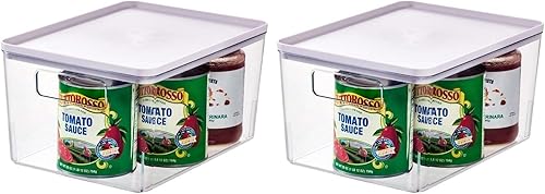 iDesign Rosanna Pansino x Papelera de plástico reciclado con tapa, contenedor transparente/tapa de chispas de lavanda, 9 x 12 x 6 pulgadas (paquete