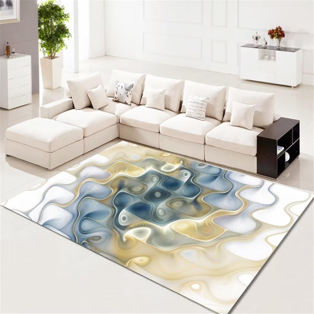Alfombra infantil lavable azul 100x160 cm de geometría abstracta