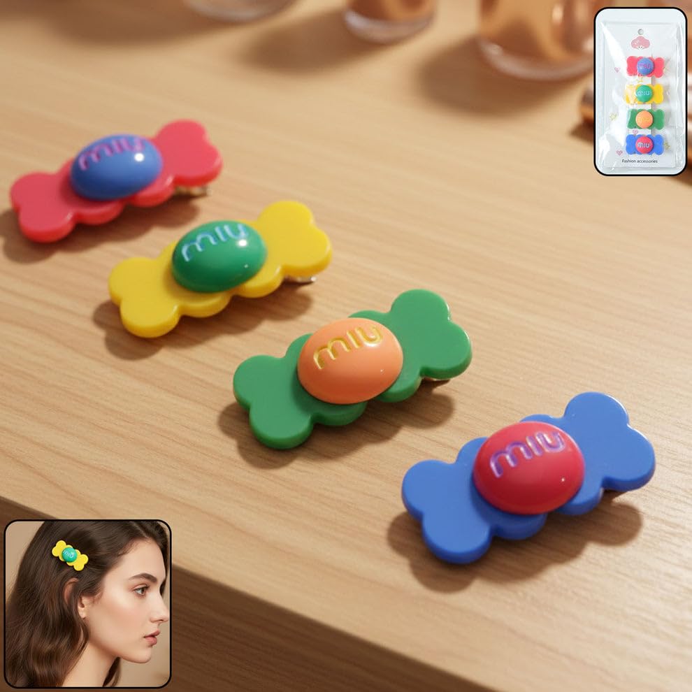 Image of Cute Shape Colorful Hair Clips for Womens and Women, Decorative Metal Snap Hair Accessories for Daily Wear, School and Party, Assorted Designs, Pack of 24 Pieces