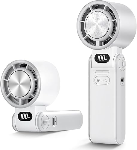 Ventilador turbo portátil de mano con placa de enfriamiento, mini ventilador personal recargable de 1 a 100 velocidades continuas, regalo de verano