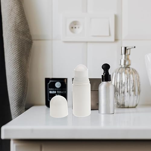 Miniatura 8 de SUPVOX 10 botellas de plástico con rodillo vacías rellenables para aceite esencial, perfume, suero, cosméticos, loción con bola de plástico de 1.7