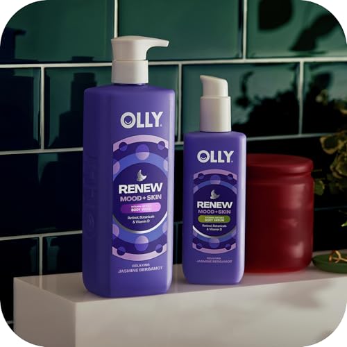 Image of OLLY Renew Body Wash with Vitamin D, Retinol & Botanicals - Nourishing Cleanser for Skin Barrier Repair, Deep Hydration, Jasmine Bergamot Scent, 17oz
