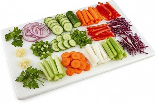 Tabla de cortar de plástico comercial, NSF - 18 x 12 x 0.5 pulgadas, Blanco