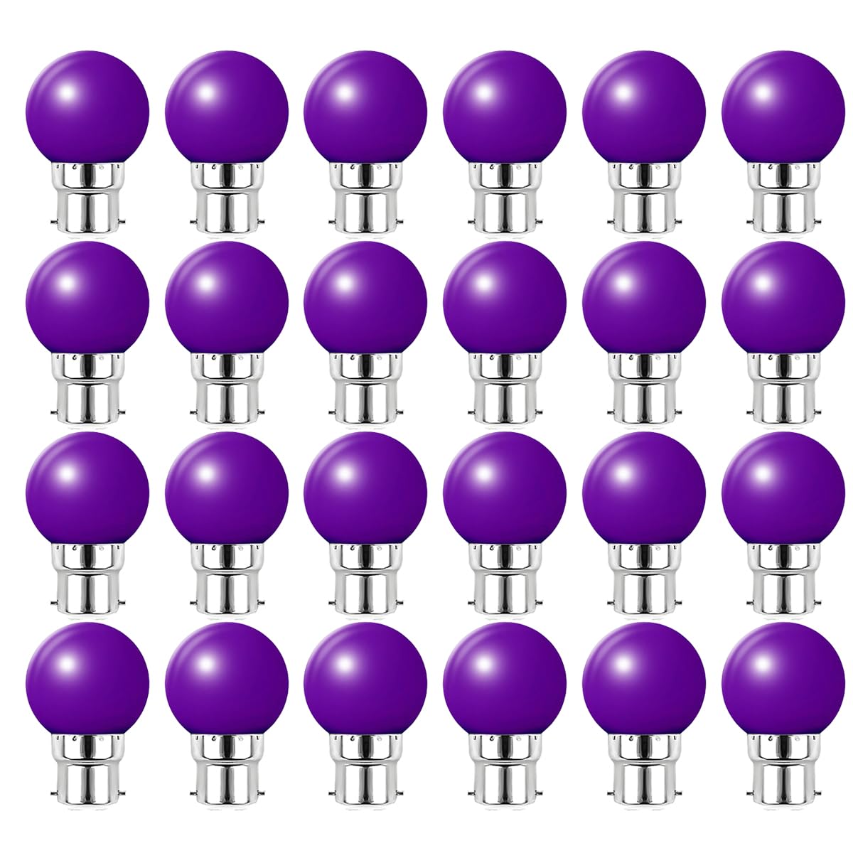 Jiotouhu 24 Pack B22 Bayonet Colored LED Light Bulbs 2W G45 Golf Ball Mini Globe Bulb Lighting Bulbs,Violet for Outdoor Indoor String Patio Garden Party Christmas, Tree, Fairy Party Night Lights