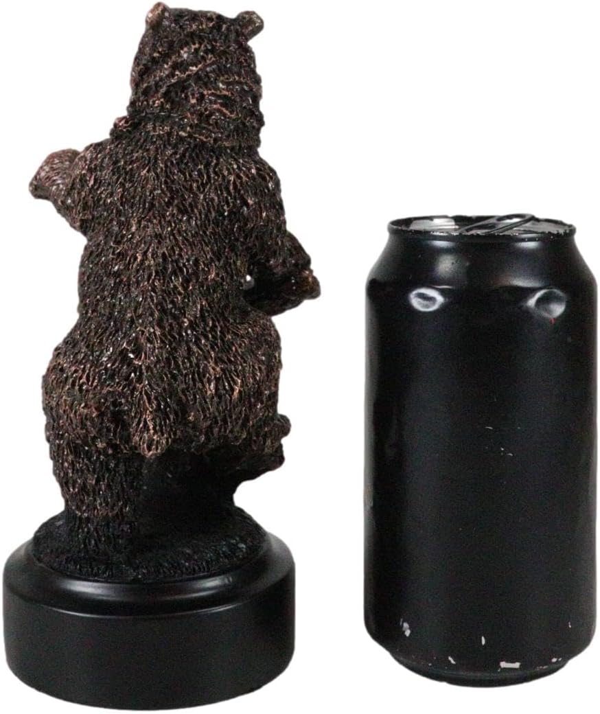 Ebros Gift Wall Street Stock Market Grizzly Bear Statue 7.25" H Bronze Electroplated Figurine Wildlife Forest Rustic Cabin Decor