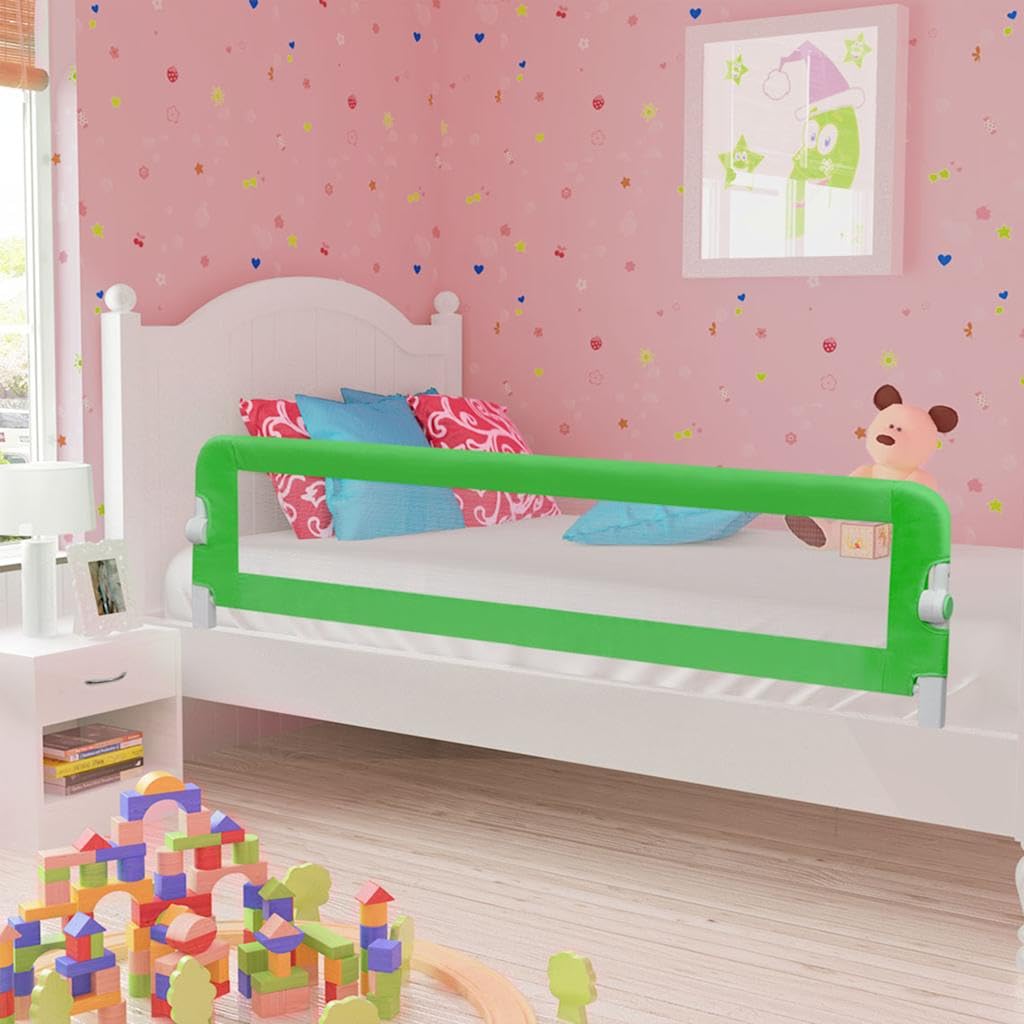 Barrera de seguridad para niños pequeños, 180 x 42 cm, verde, protección anticaídas para cuna, plegable, de metal y poliéster