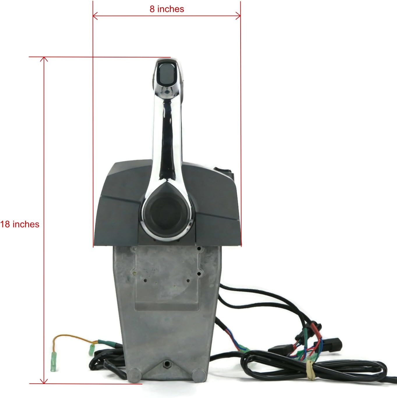 Side view of the control unit with height and depth measurements