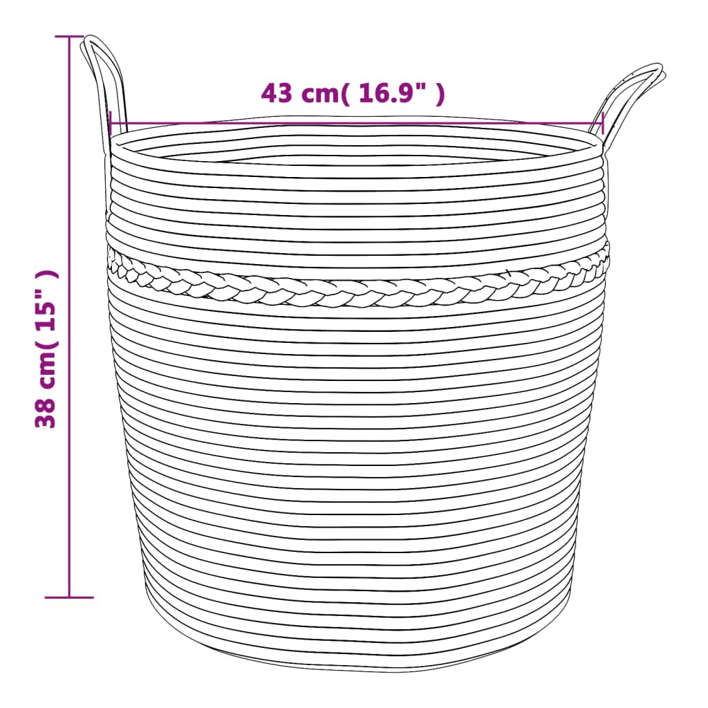 Dekokorb Baumwolle mit Griffen, faltbarer Aufbewahrungskorb Braun Weiß Ø43x38 cm – langlebiges Baumwollseil, platzsparendes Design, ideal für Kleidung, Handtücher, Decken