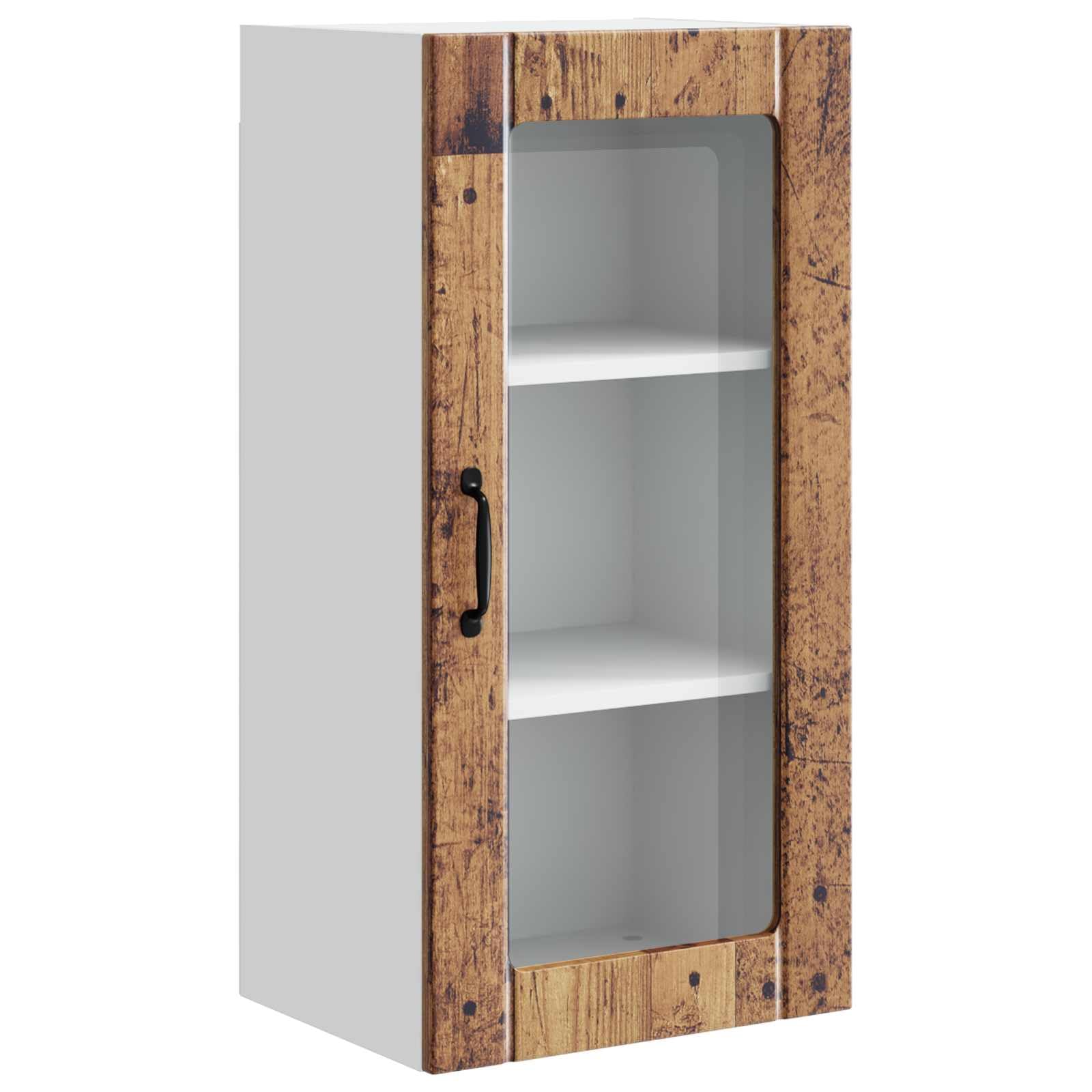 Armoire suspendue cuisine en bois vieilli pour ranger la vaisselle avec style
