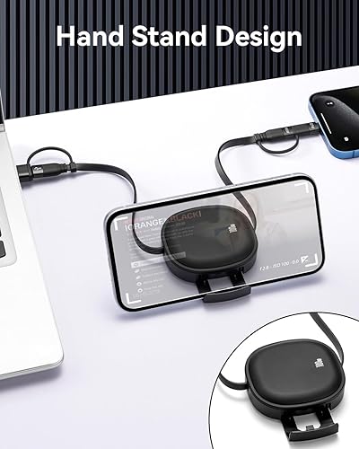 Miniatura 7 de Cable USB retráctil 5 en 1 tipo C de 100 W, paquete de 2 cables de carga múltiple 5A, cable USBC con cargador USB A+C a LC para artículos esenciales