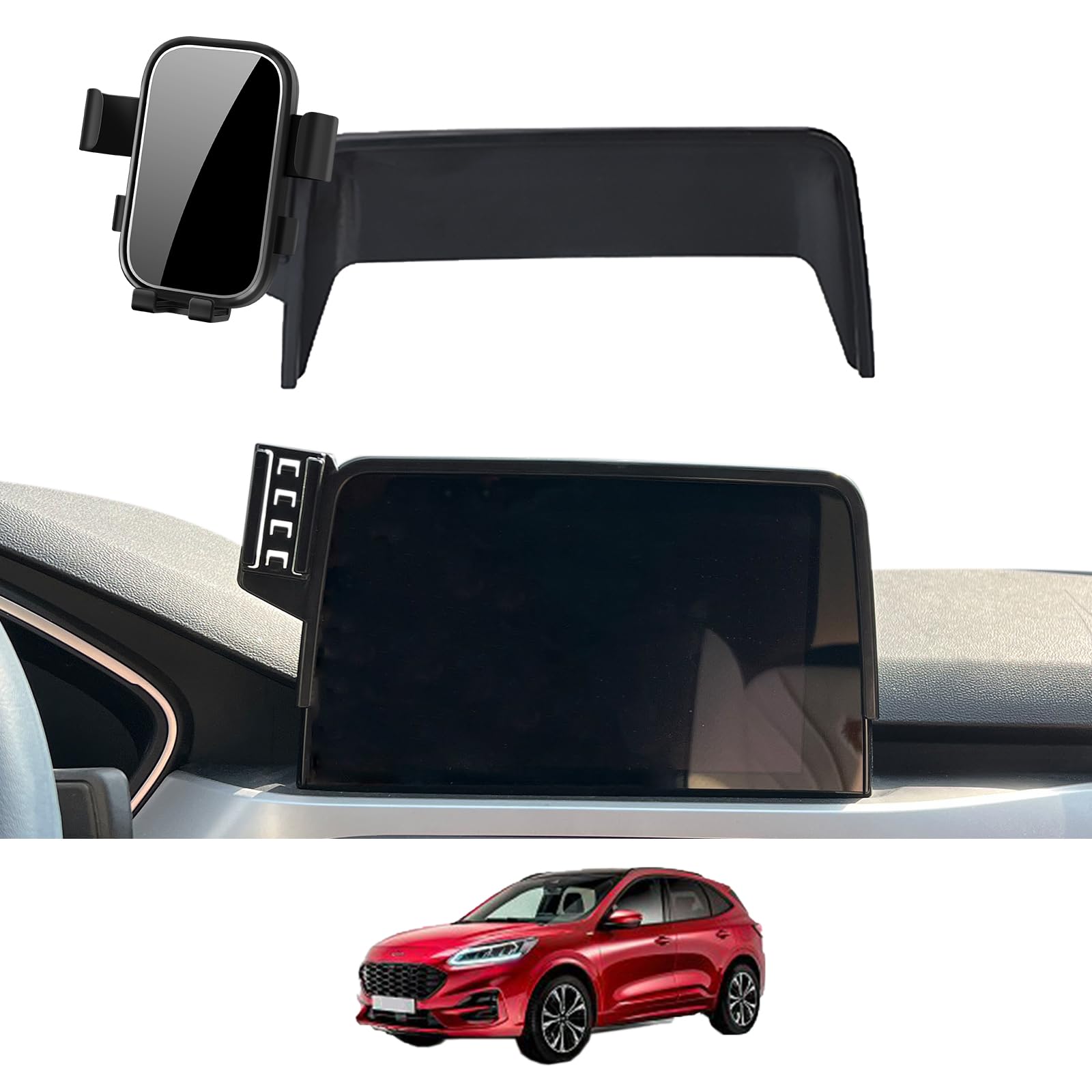 Supporto per telefono da auto adatto per Ford Kuga MK3 3D 2019-2022 ST-Line (8 pollici), staffa di navigazione per bocchetta dell'aria, rotazione a 360°