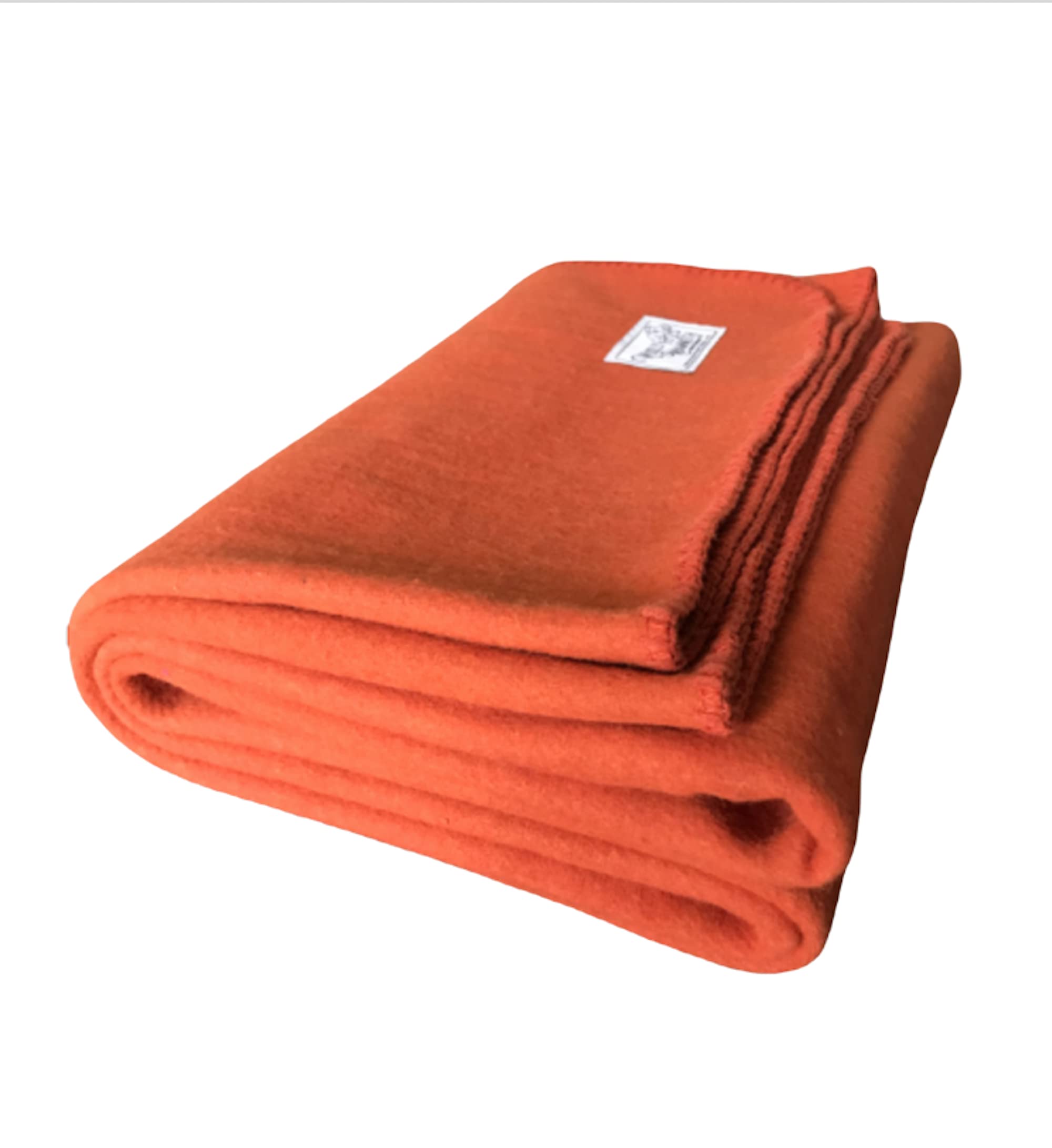 Woolly Mammoth Merino Wool Blanket - Large 66" x 90", 4LBS Camp Blanket | Throw for The Cabin, Cold Weather, Emergency, Dog Camping Gear, Hiking, Survival, Army, Outside, Outdoors – Orange
