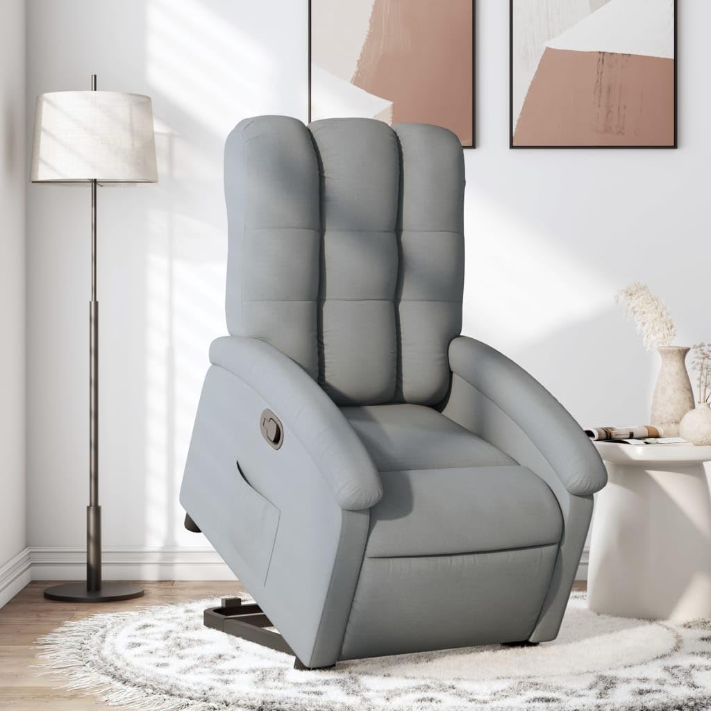 Homgoday Relaxsessel mit Aufstehhilfe Fernsehsessel Verstellbarer Ruhesessel Aufstehsessel Relaxsessel mit Liegefunktion Sessel für Senioren mit Aufstehhilfe TV Sessel Hellgrau Stoff