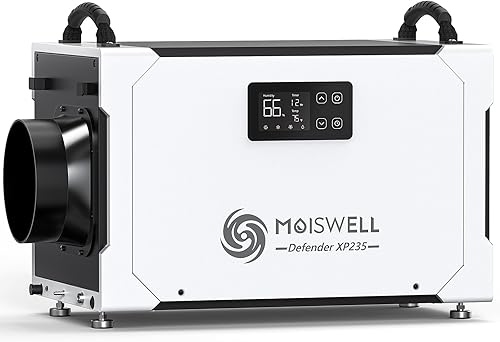 Deshumidificador comercial de 235 pintas con bomba y manguera de drenaje, deshumidificador de espacio de arrastre, unidad de daños por agua