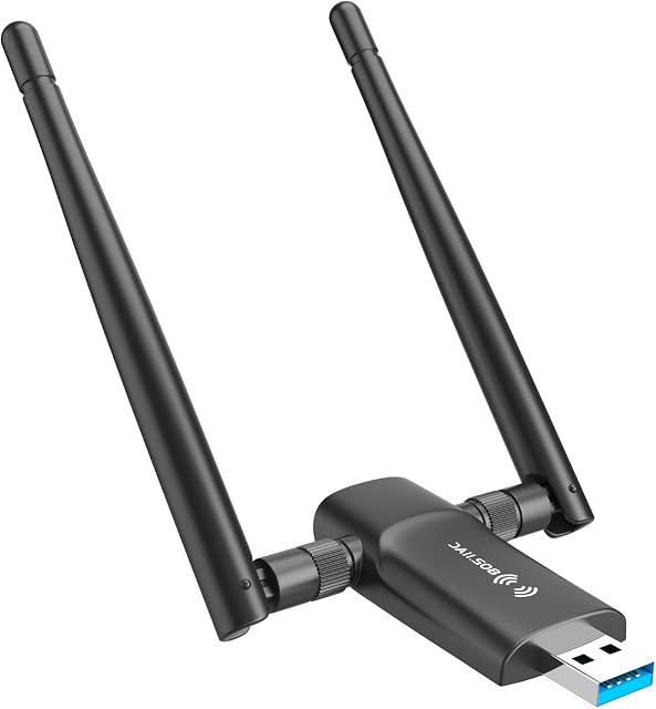 Wireless USB WiFi Adapter for PC - Nineplus 1200Mbps Dual 5Dbi Antennas 5G/2.4G WiFi Adapter for Desktop PC Laptop Windows11/10/8/8.1/7/Vista/XP, Wireless Adapter for Desktop Computer Network Adapters