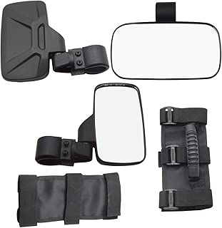XJMOTO UTV Offroad Centre View & Side View Mirror for 1.5''-2'' Roll Cage Bar w/Grab Handle Set Adjustable for Polaris Arctic Cat Yamaha Kawasaki Honda Can-Am - coolthings.us