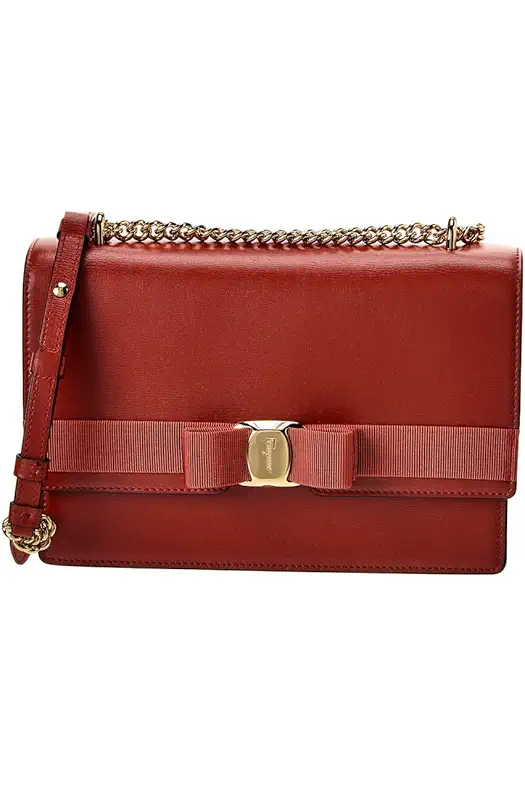 Salvatore Ferragamo Ferragamo Vara Bow Medium Leather Shoulder...