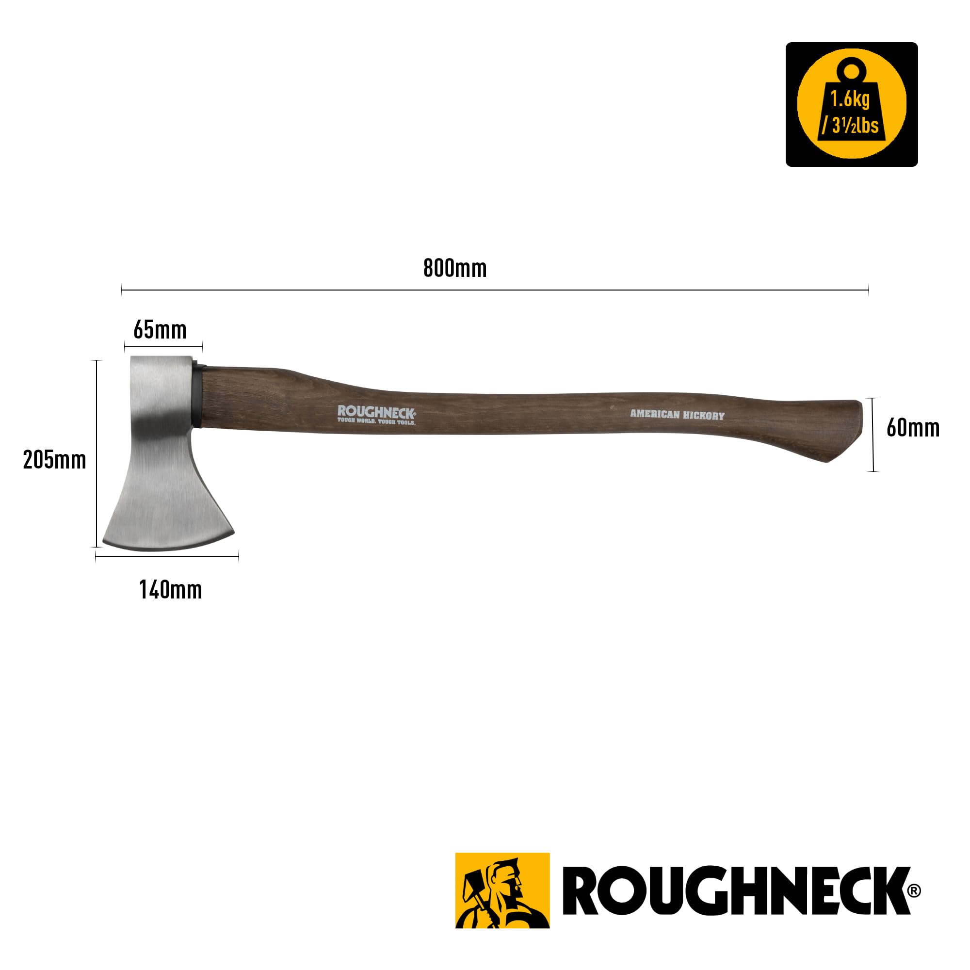 Roughneck ROU65675 Traditional Hickory Handle Axe 1.6kg (3½lbs)