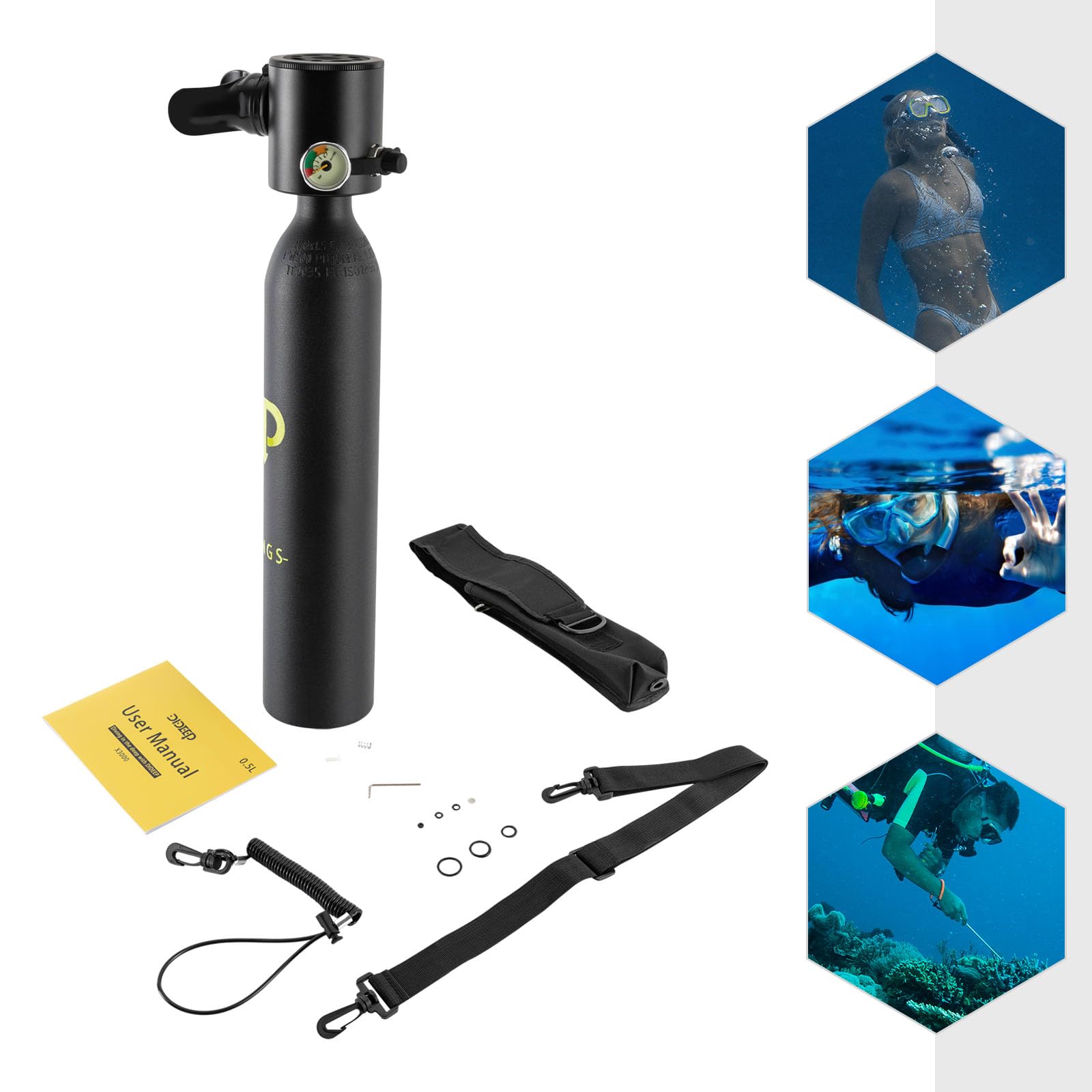 Mini bottiglia di ossigeno Scuba Tank Immersione Attrezzatura Immersione 5-10 minuti Portatile 0.13 L Respiratore sott'acqua