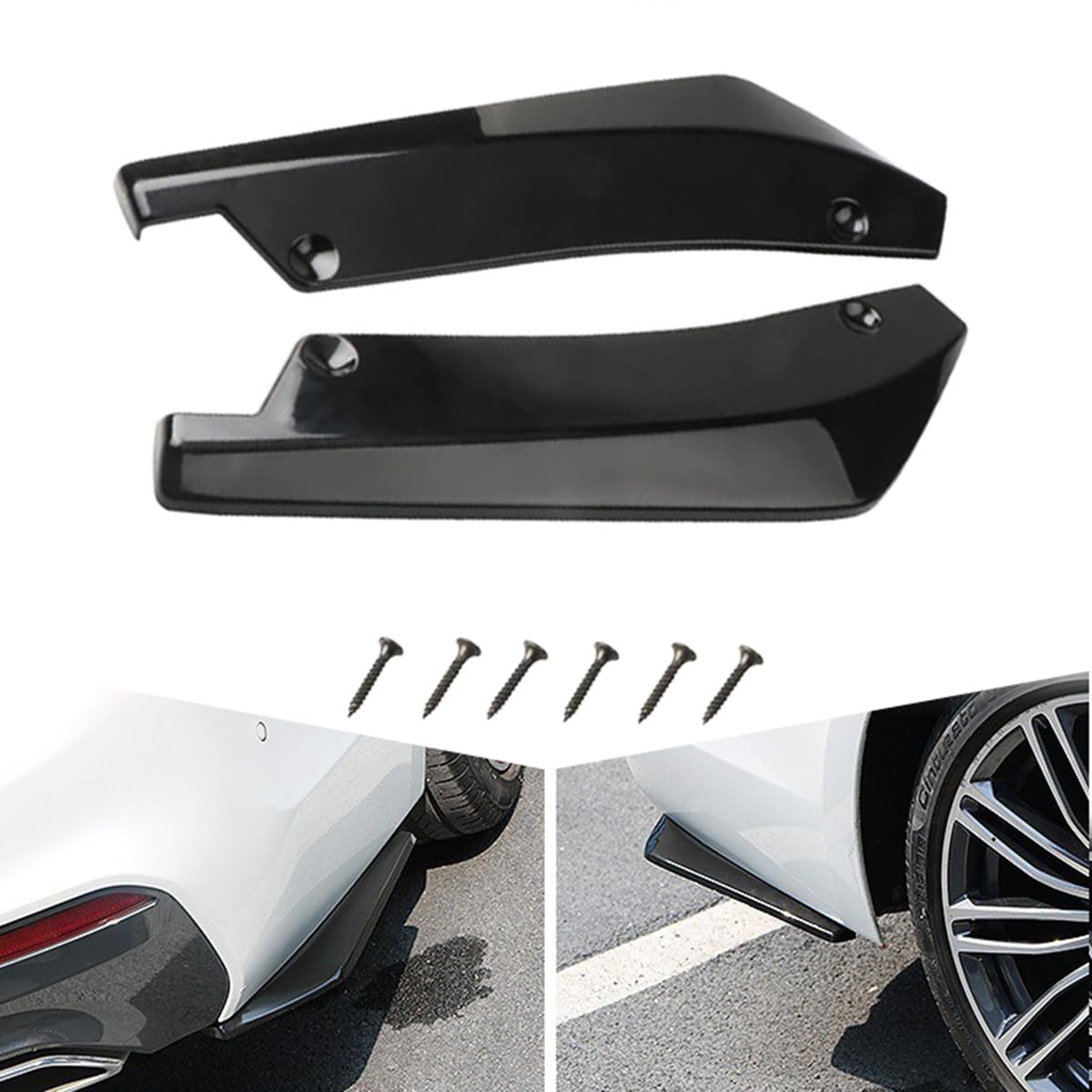 Dayket A/Black Dyket 2Pcs Rer Bumper Lip Splitter For Ford Fiest St Mk7 Mk8, Rer Bumper Strip Diffuser Splitter Corner Protector Uto Ccessories,